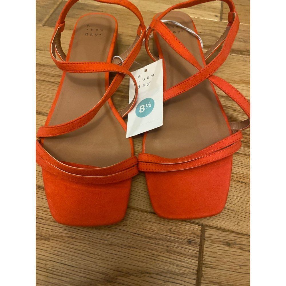 NWOB A New Day, women's coral strappy, low heel open, square toed sandal - Picture 2 of 4
